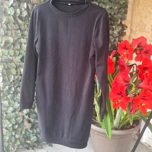 Elegant Black Long Sleeve Sweater Dress